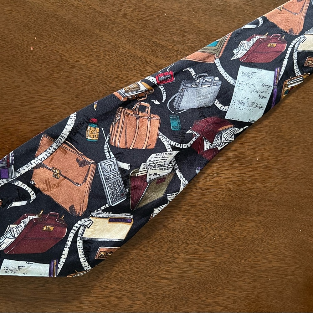 MEN’S VINTAGE NICOLE MILLER BUSINESS ORIENTED THEME 100% SILK NECKTIE RARE!